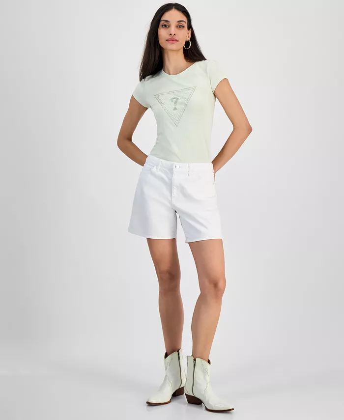 

Женские суперсвободные джинсовые шорты с высокой талией GUESS, белый