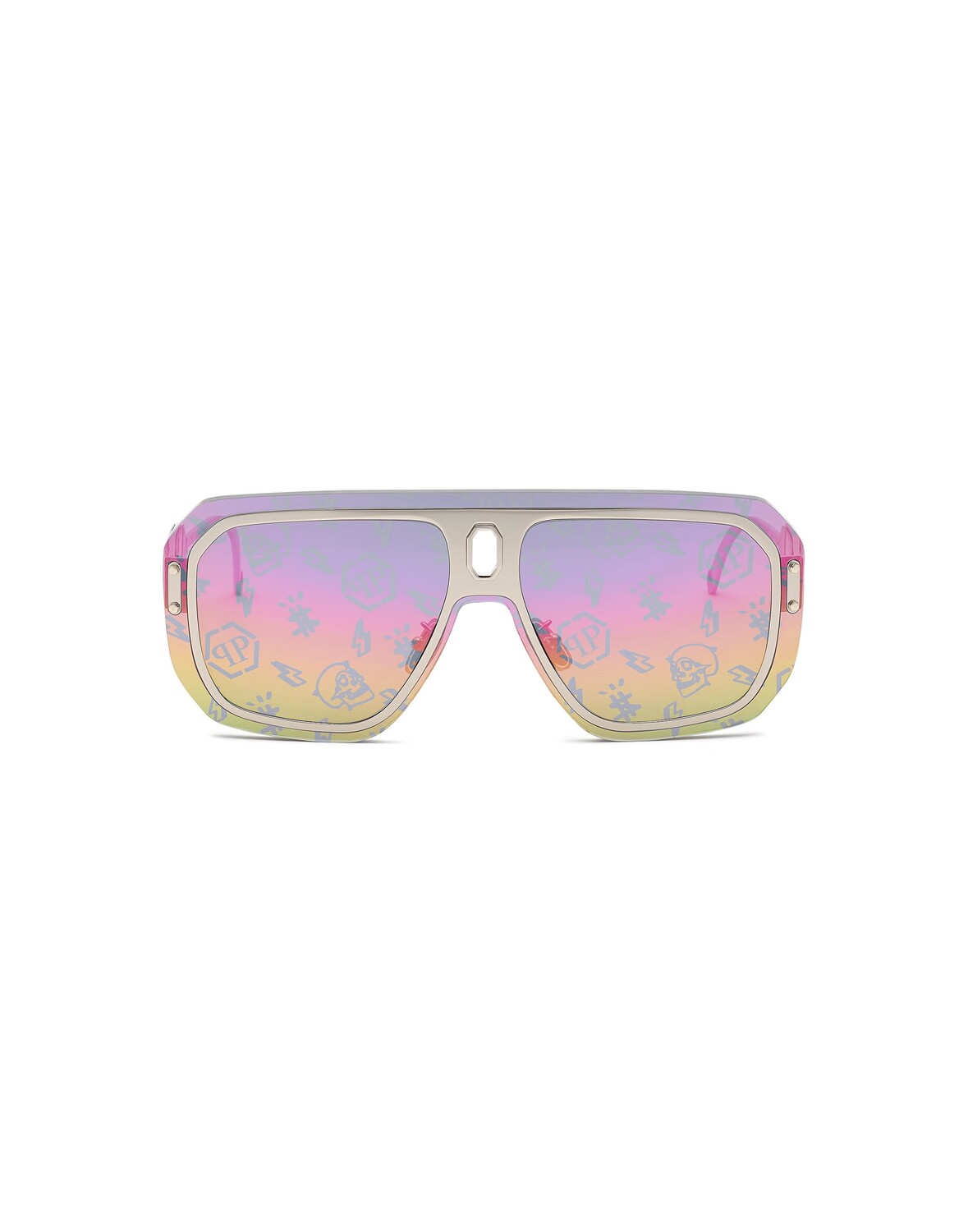 Солнцезащитные очки Oversize PLEIN ADVENTURE MASK Philipp Plein, цвет Shiny Palladium
