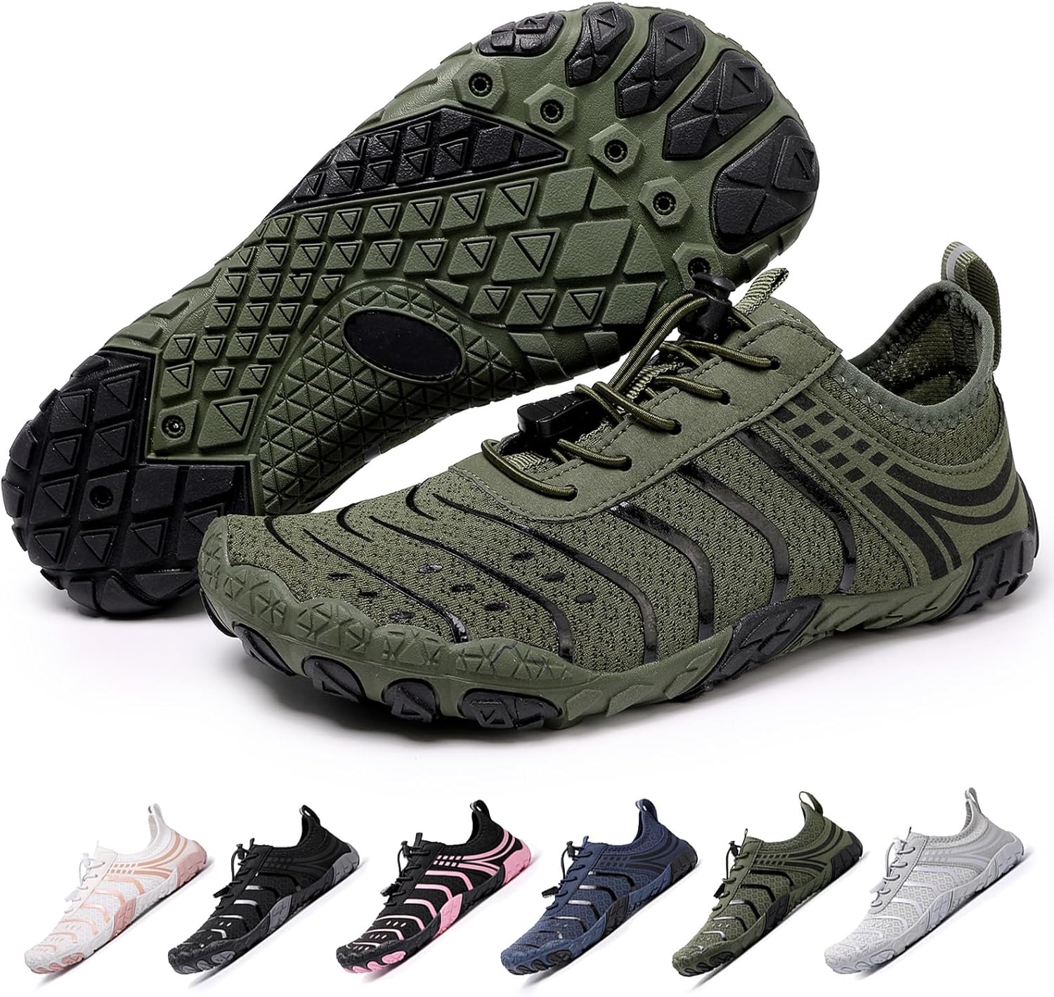 

Ботинки для походов для женщин и мужчин, унисекс водонепроницаемые босоножки, дышащие, противоскользящие походные туфли для занятий спортом, с широкой носочной частью, для походов, прогулок, бега, йоги и водных видов спорта Xianfengniao, зеленый