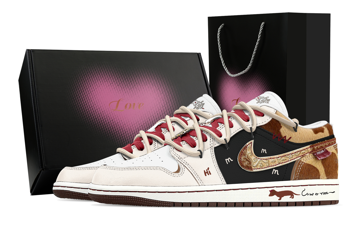 

Jordan Кроссовки Air 1 Abrasion Resistant Low top Vintage для мужчин, черный, бежевый, коричневый