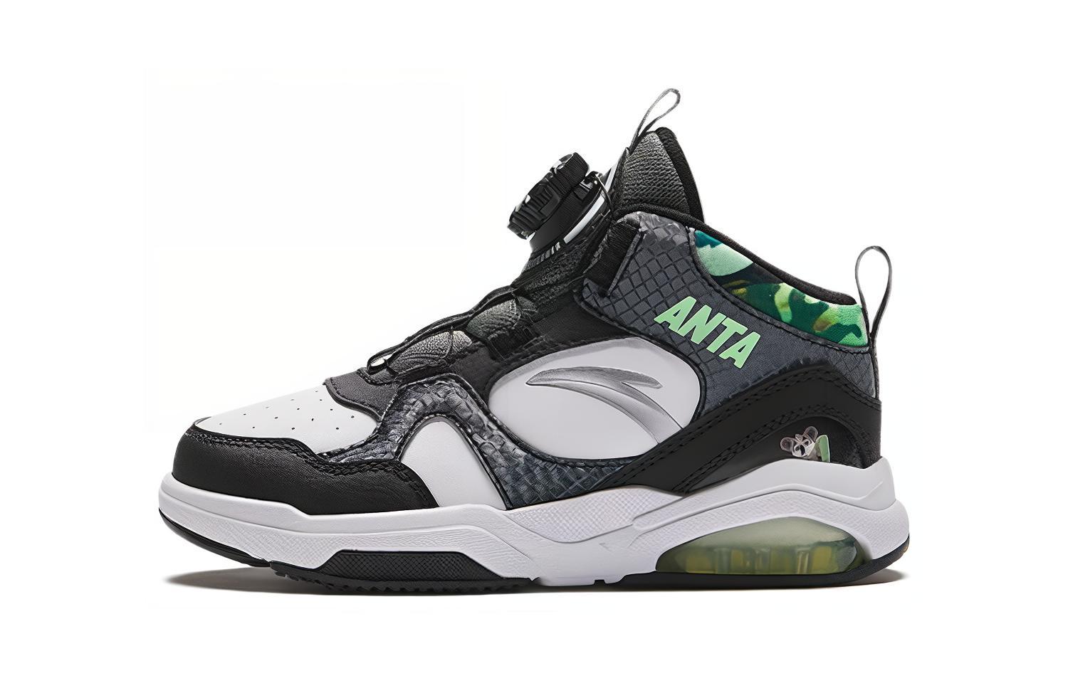 

Амортизирующие повседневные детские кроссовки черно-бело-зеленые Antakids для детей 3-7 лет