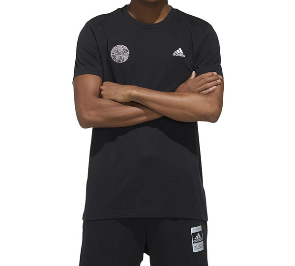 Футболка alphabet logo printing short sleeve black Adidas, черный — фото 3