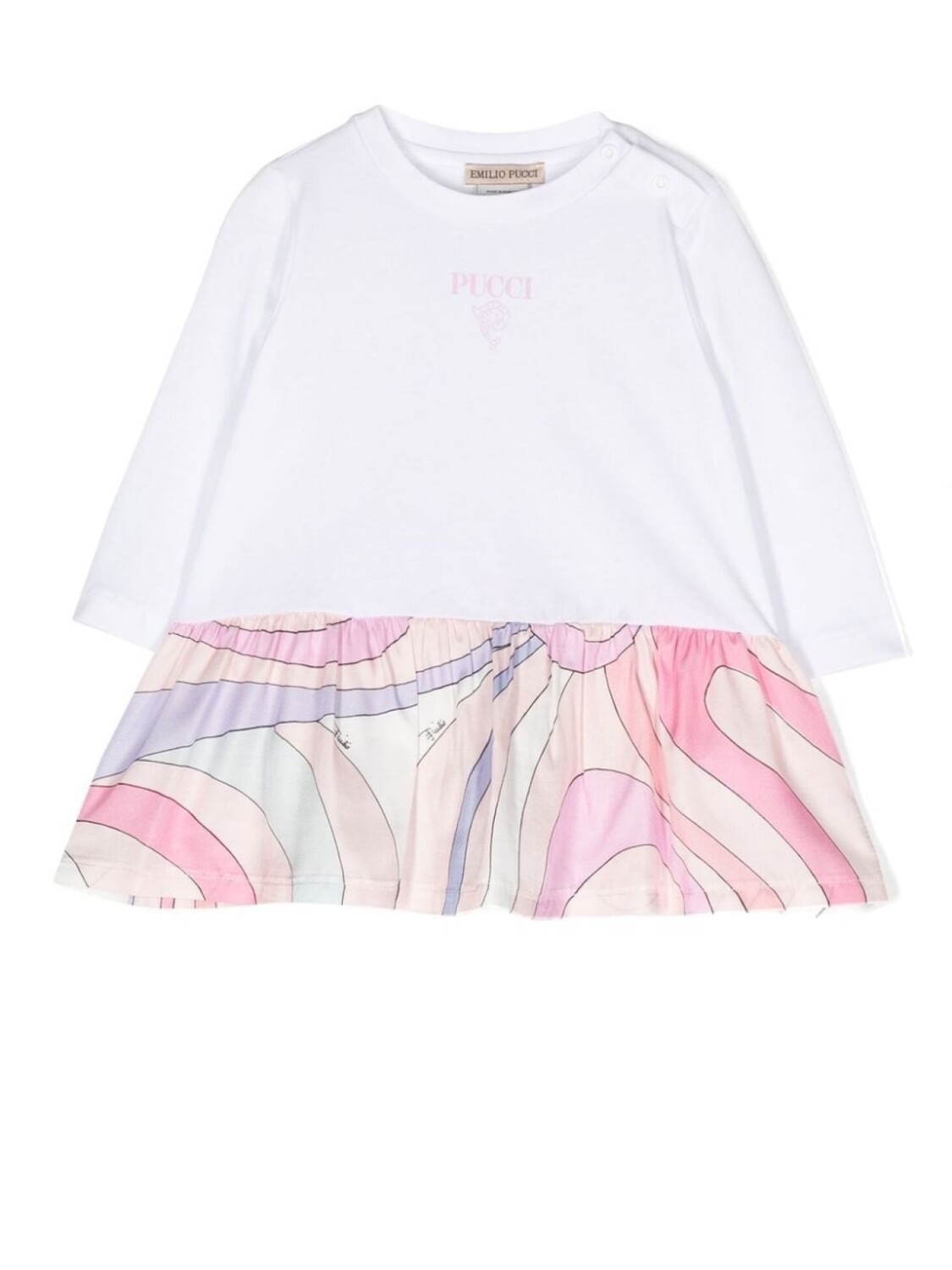 

Pucci wave-peplum long-sleeve dress, белый