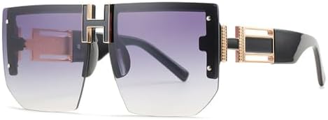 

Большие солнцезащитные очки без оправы для женщин и мужчин, модные винтажные квадратные солнцезащитные очки с плоской верхней частью, защита от УФ-излучения UV400 MTZJH, C7