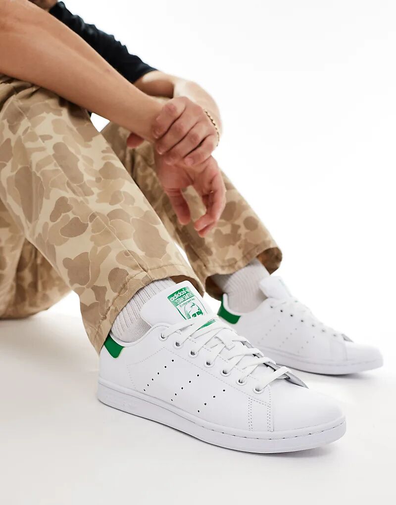 Кроссовки Adidas Originals Stan Smith белого и зеленого цвета — фото 4
