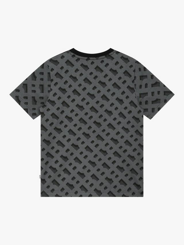 BOSS Kids Slim Fit футболка с коротким рукавом и монограммным логотипом HUGO BOSS, Black — фото 2