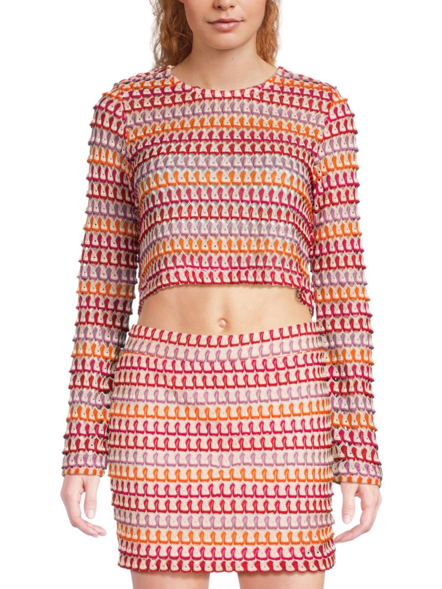 

Укороченный топ крючком с длинными рукавами Vero Moda, цвет Red Multi