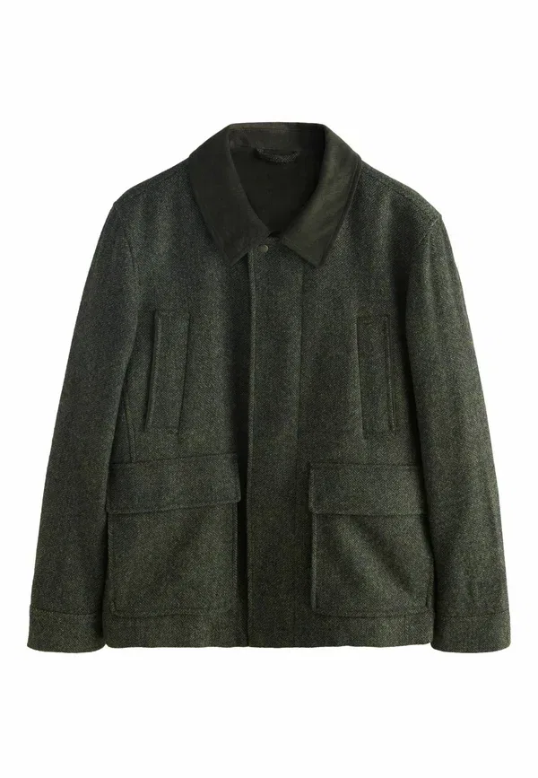 Куртка Regular fit herringbone quilted light jacket Next, зелёный