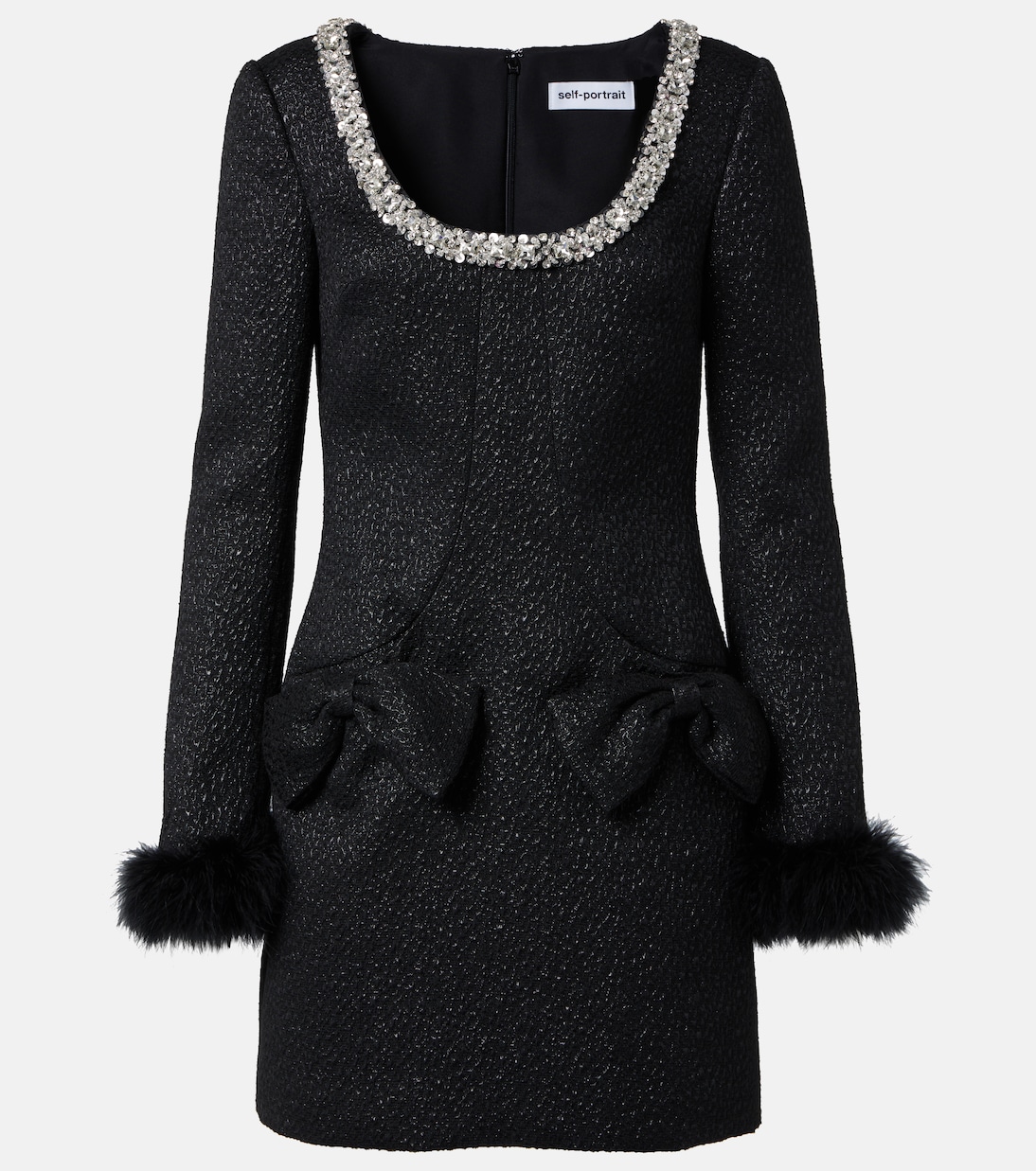 

Мини-платье с металлическим блеском и пайетками Self-Portrait, черный