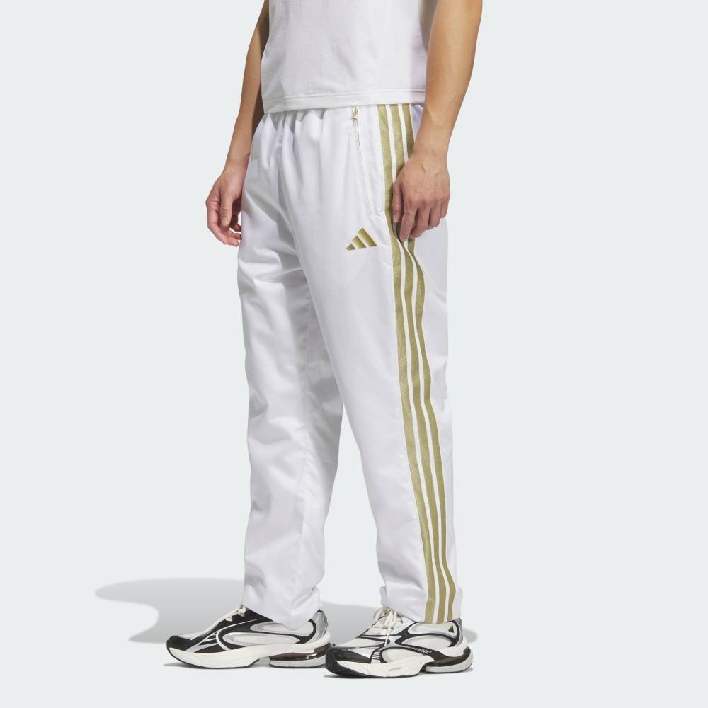 Брюки Stadium Gold Climawarm с открытым низом и плетеной отделкой Adidas, white