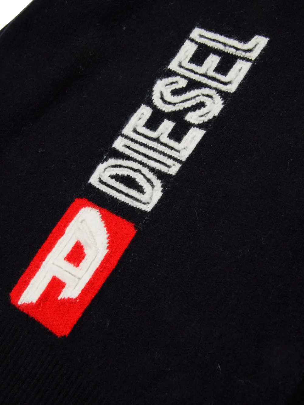 Шерстяная футболка с логотипом Diesel Kids, черный — фото 4