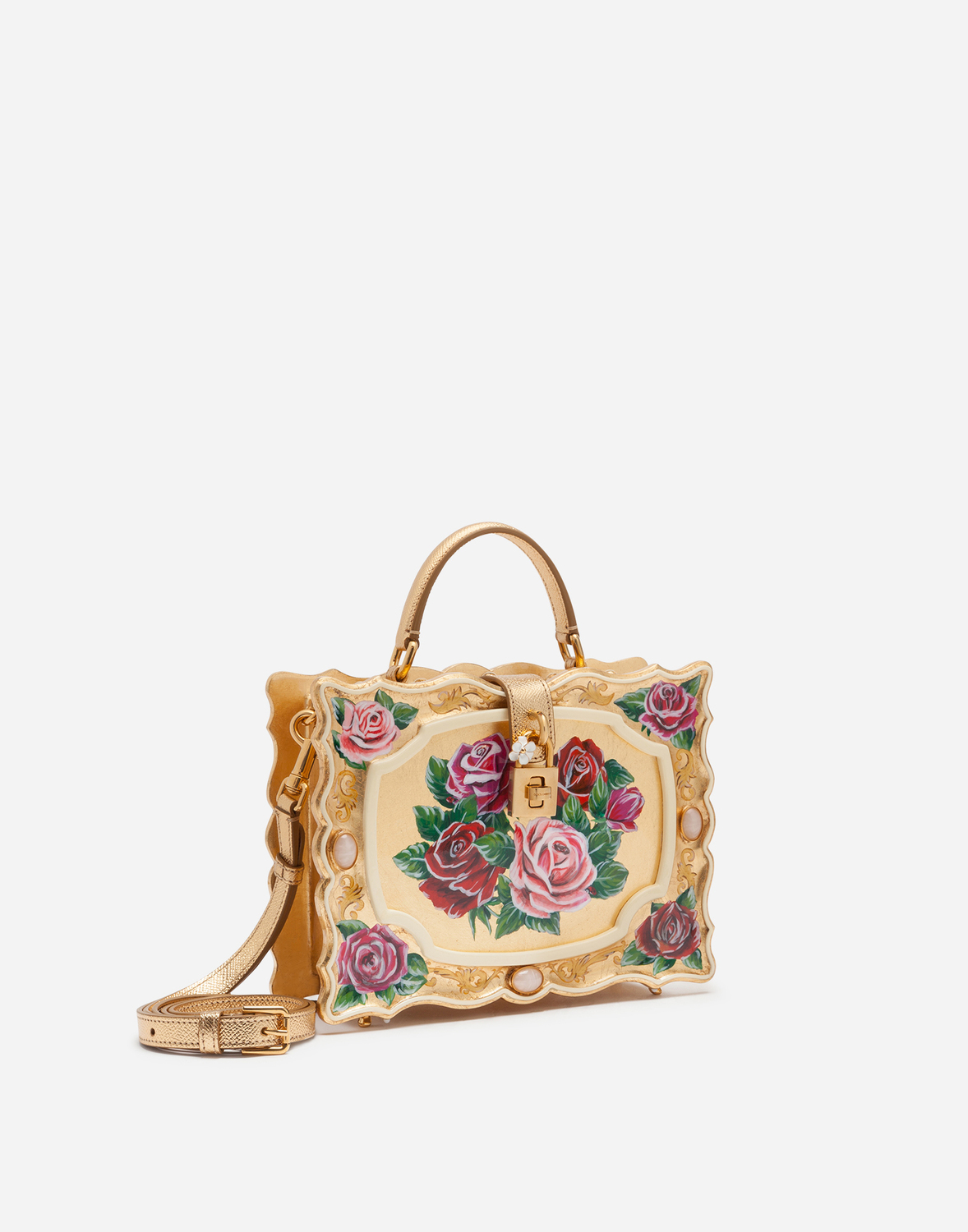 Сумка dolce box из дерева, окрашенного вручную в золотой цвет Dolce & Gabbana, мультиколор — фото 2