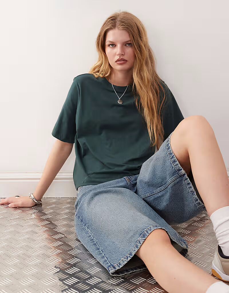 

Футболка свободного кроя Weekday Perfect цвета сине-зеленого цвета