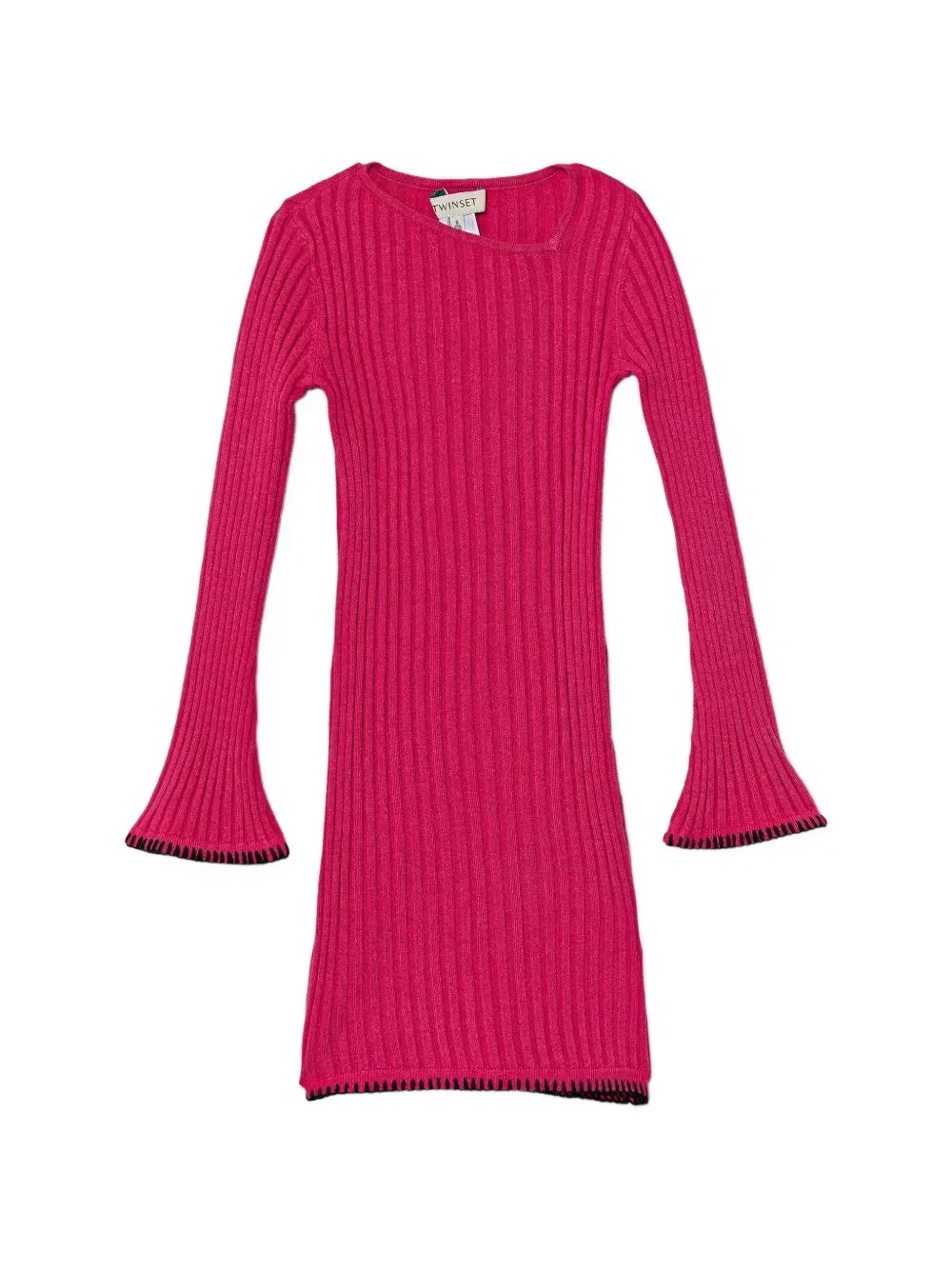 Расклешенное платье мини в рубчик Twinset Kids, розовый