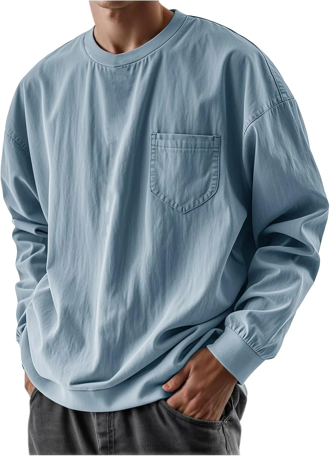 

Мужская футболка оверсайз с длинным рукавом и карманом LGHLMCL