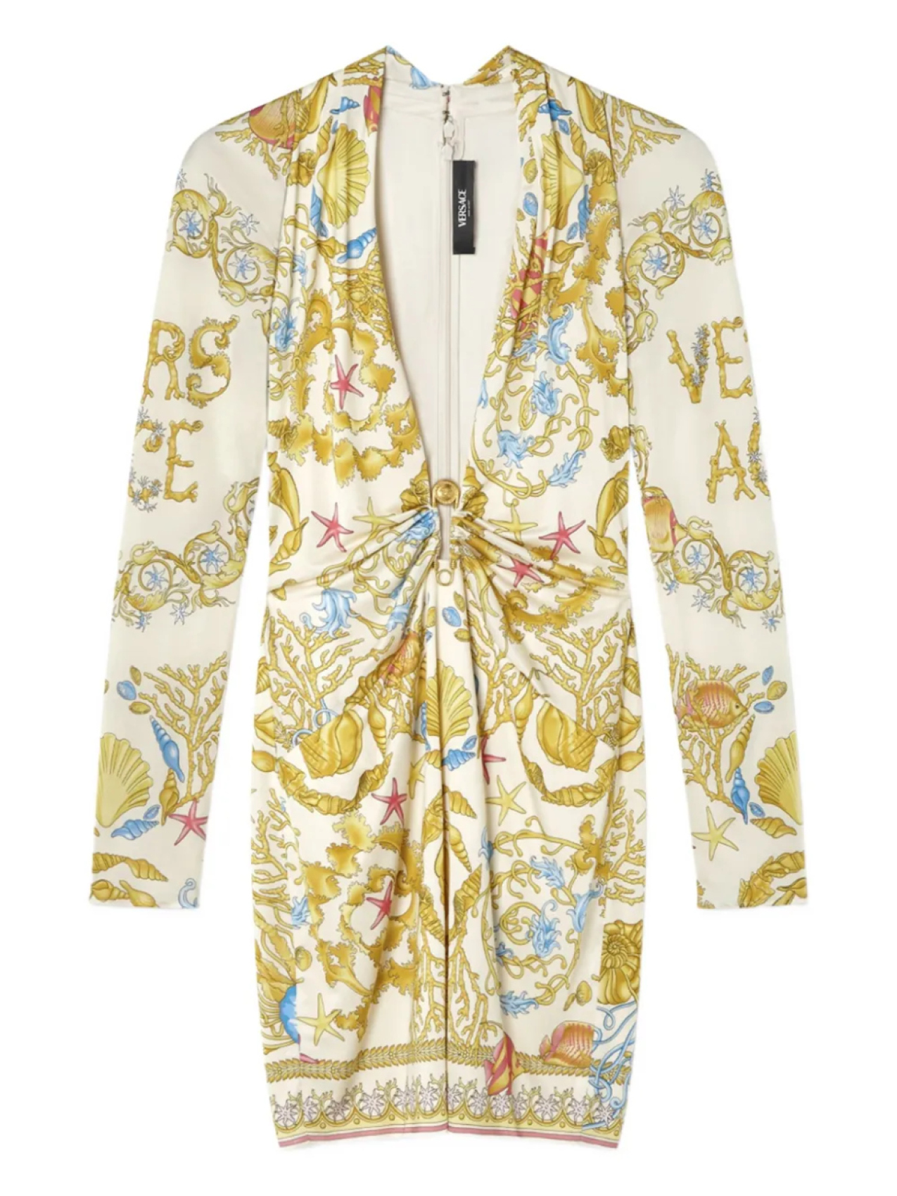 

Versace платье мини Underwater Barocco, белый