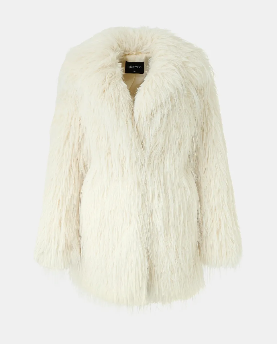 

Женское пальто из монгольского меха Tintoretto, экрю