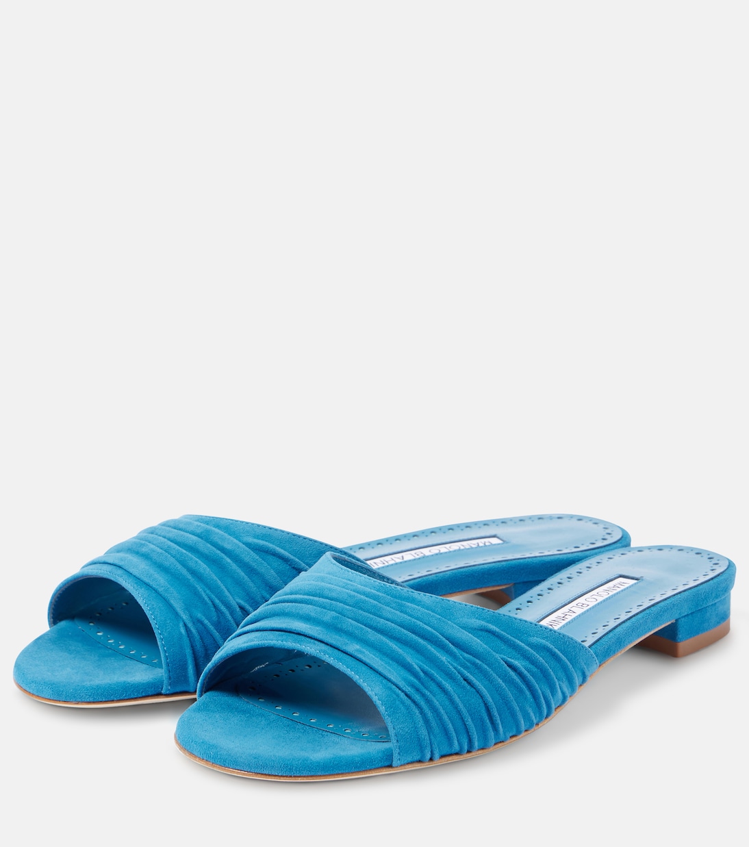 Пирюфлет 10 замшевые сандалии Manolo Blahnik, 4054 Dblu — фото 4