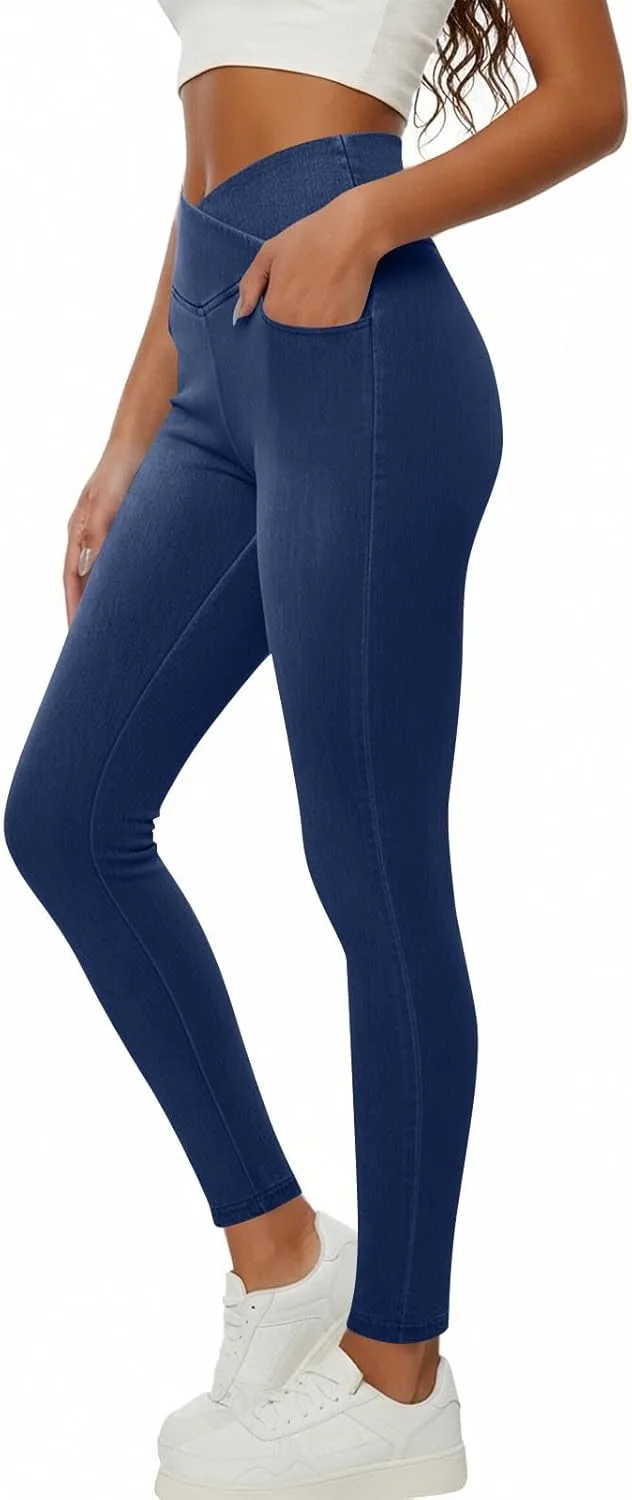 

Джинсовые леггинсы для женщин High Waist с карманами Zzalalana