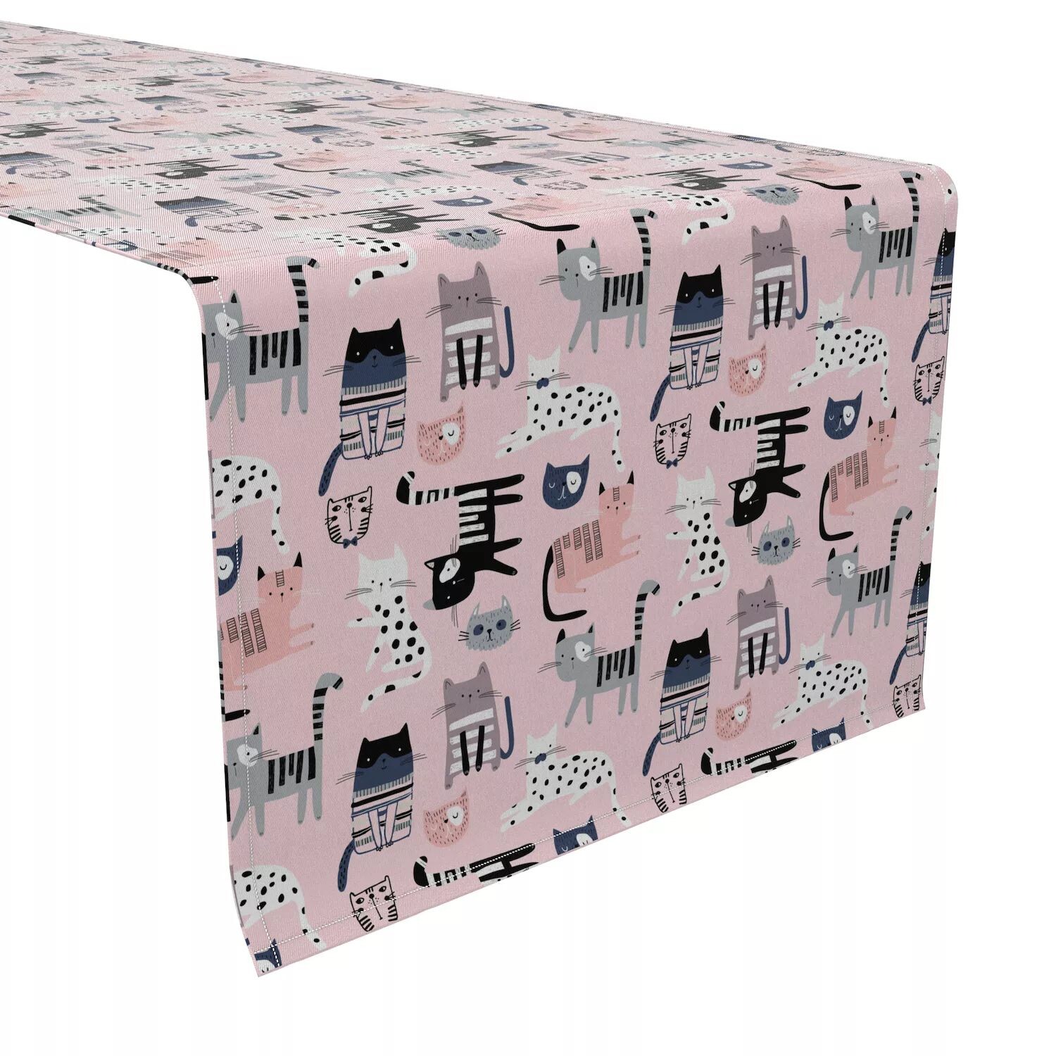 

Дорожка для стола, 100 % хлопок, 16x108 дюймов, Cartoon Cats Pink