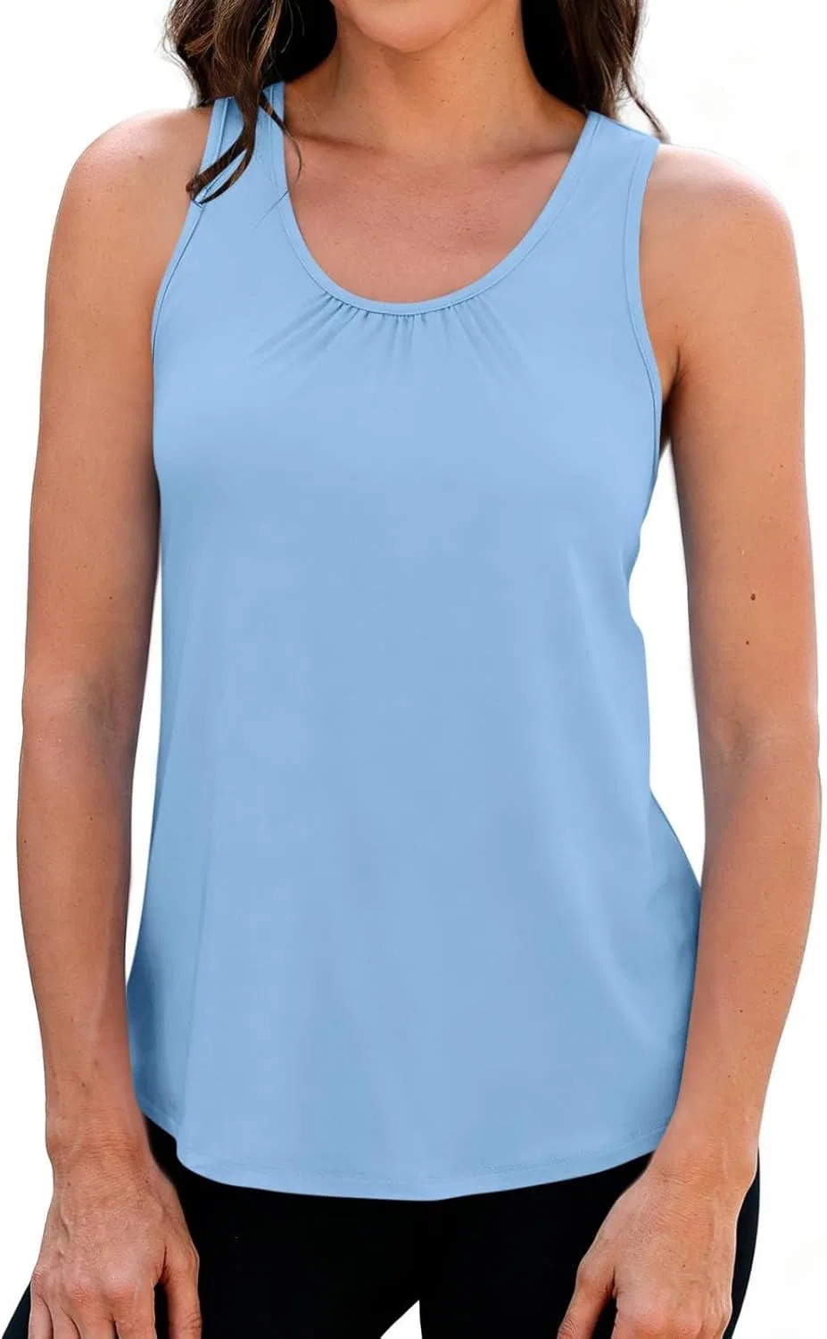 Топ для активного отдыха женский рацербэк свободный крой джаккард, Light Blue