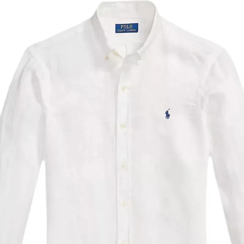 Рубашка из льна с длинным рукавом Polo Ralph Lauren, белый — фото 4