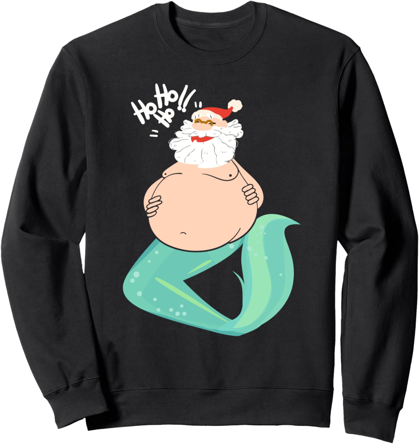 

Забавная толстовка с Санта-Клаусом и русалкой в уродливом рождественском стиле Jolly Good Christmas Gifts, черный