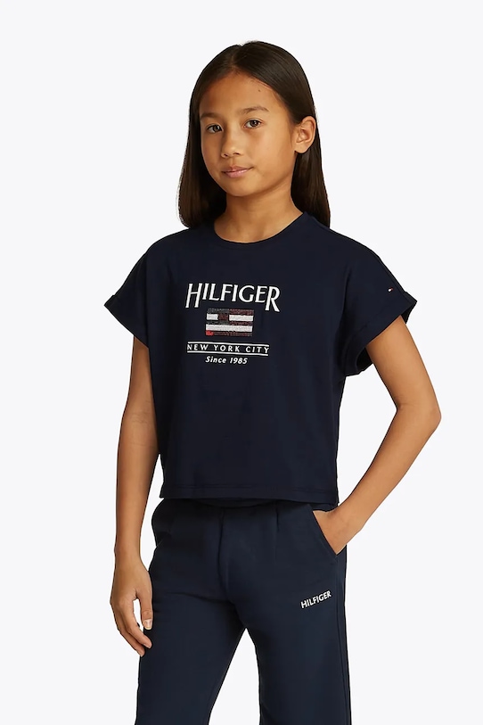 

Детская хлопковая футболка Tommy Hilfiger, темно-синий