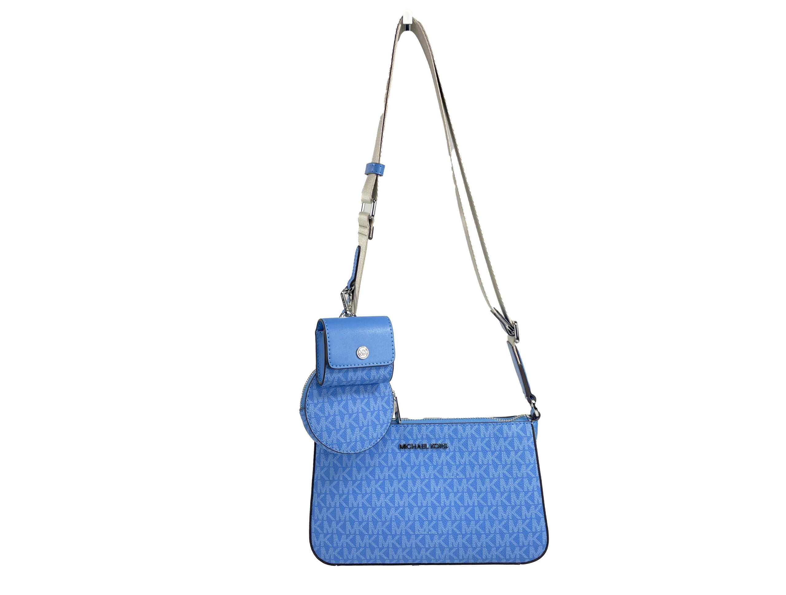 

Michael Kors Michael Kors Jet Set Signature PVC сумка через плечо Tech Attachment Bag Кошелек женский синий