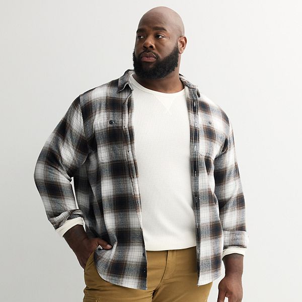 

Фланелевая рубашка с длинным рукавом Big & tall super soft brushed Sonoma Goods For Life, Brown Grey Plaid