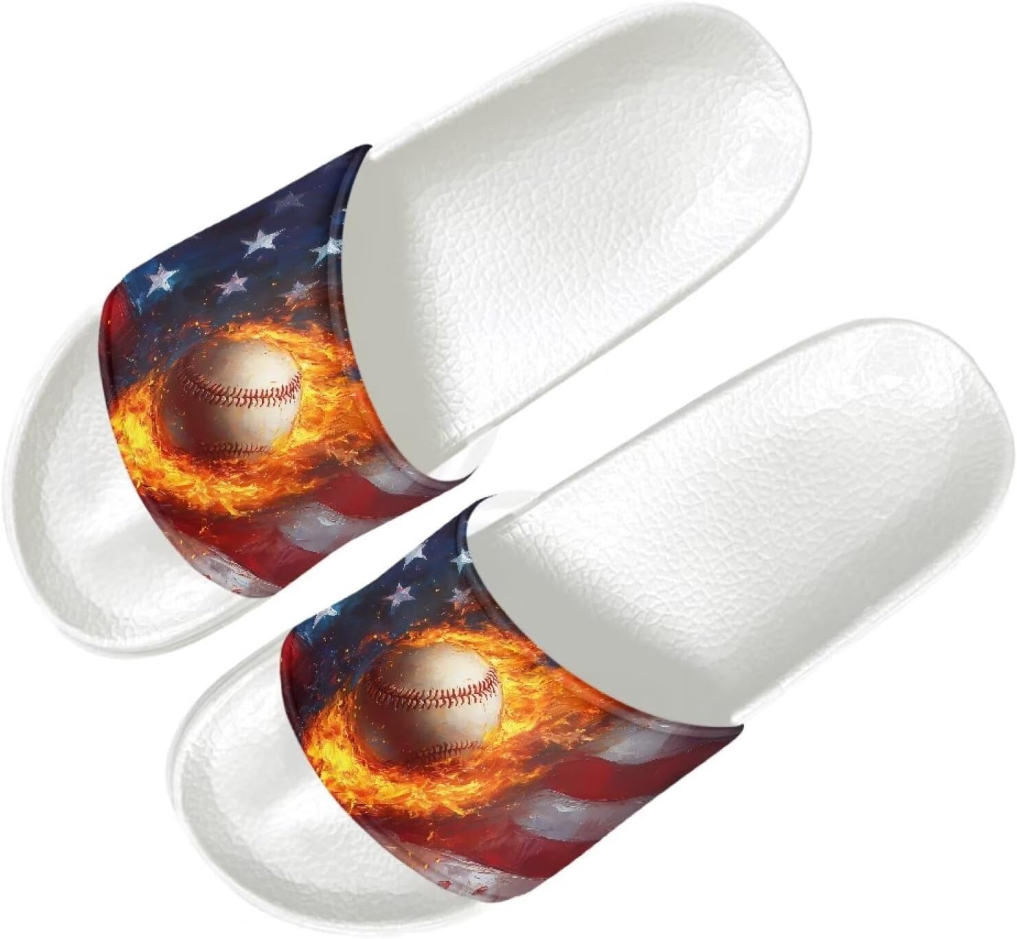 

Летние тапочки Quxjehoe для мужчин, нескользящие, для ванной и душа, домашние, для улицы, сада и пляжа, размеры US 6-13.5, Burning Baseball