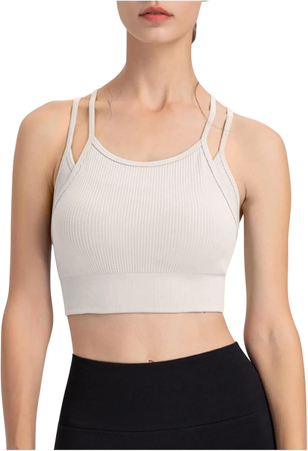 Спортивный бюстгальтер для женщин Racerback, Y2K, Activewear, Wirefree, White — фото 2
