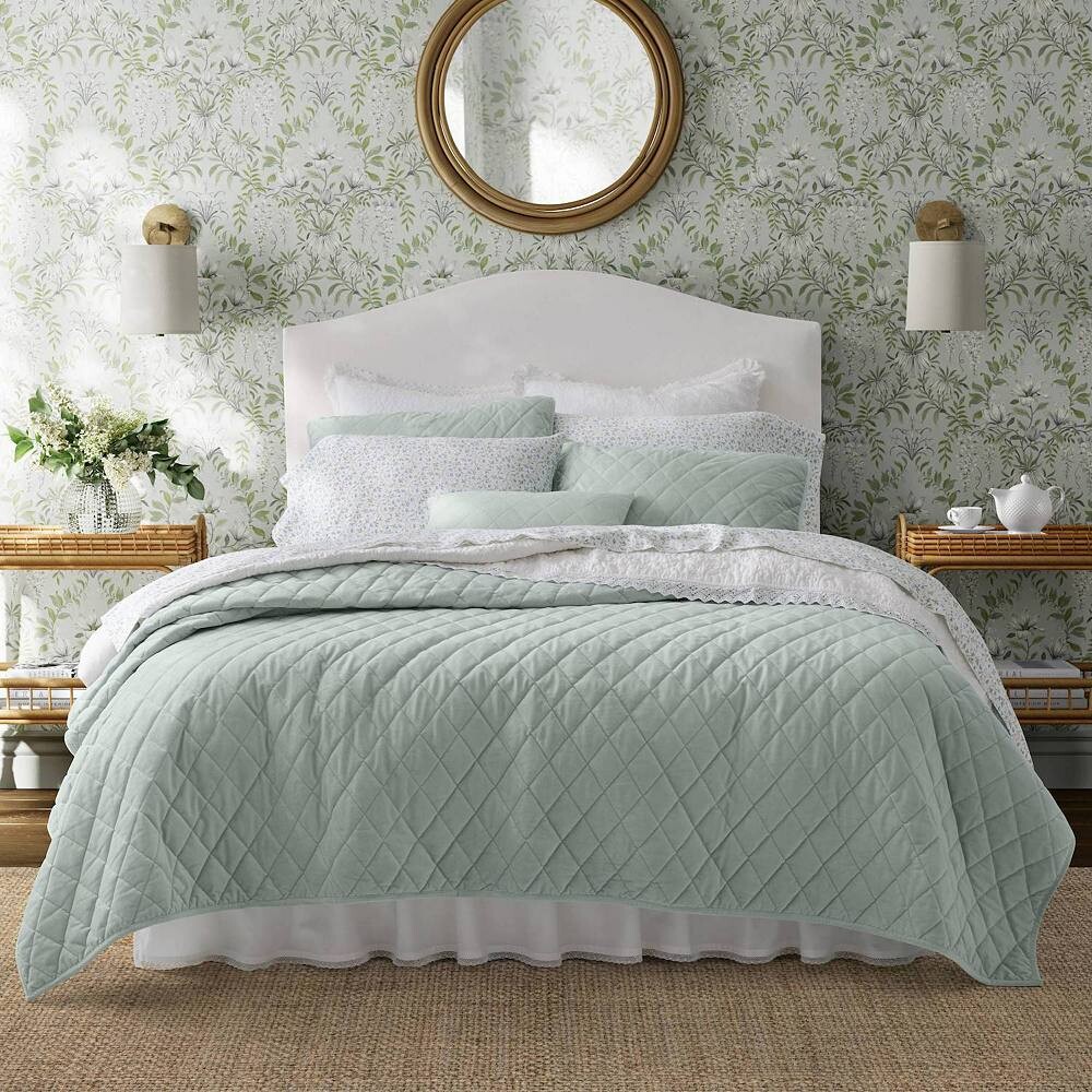 

зеленый комплект одеял Laura Ashley Diamond Velvet с накладками, зеленый