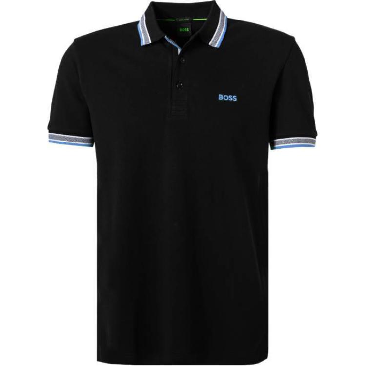 

Поло с коротким рукавом и вышитым логотипом HUGO BOSS, черный