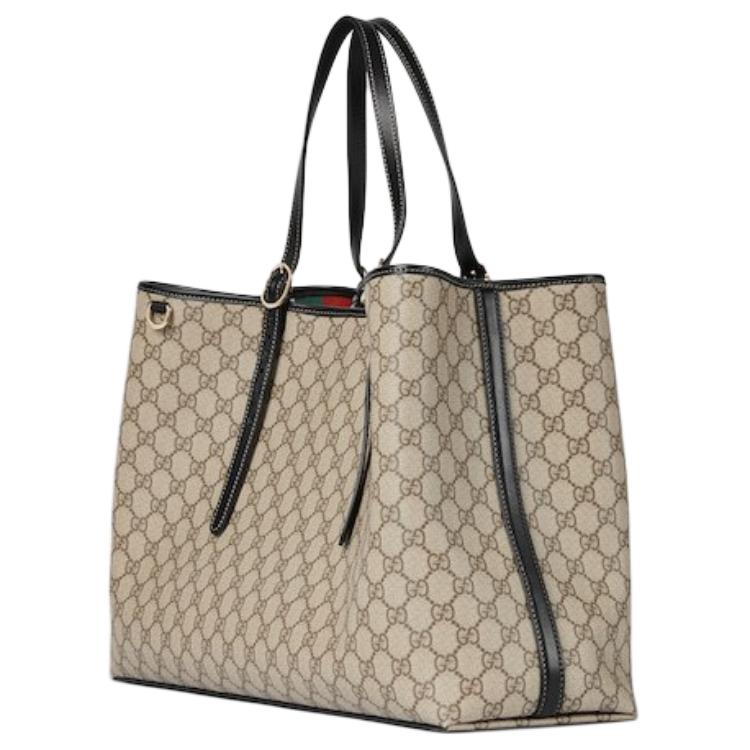 Сумка-шоппер GUCCI из хлопка, бежево-коричневая — фото 4