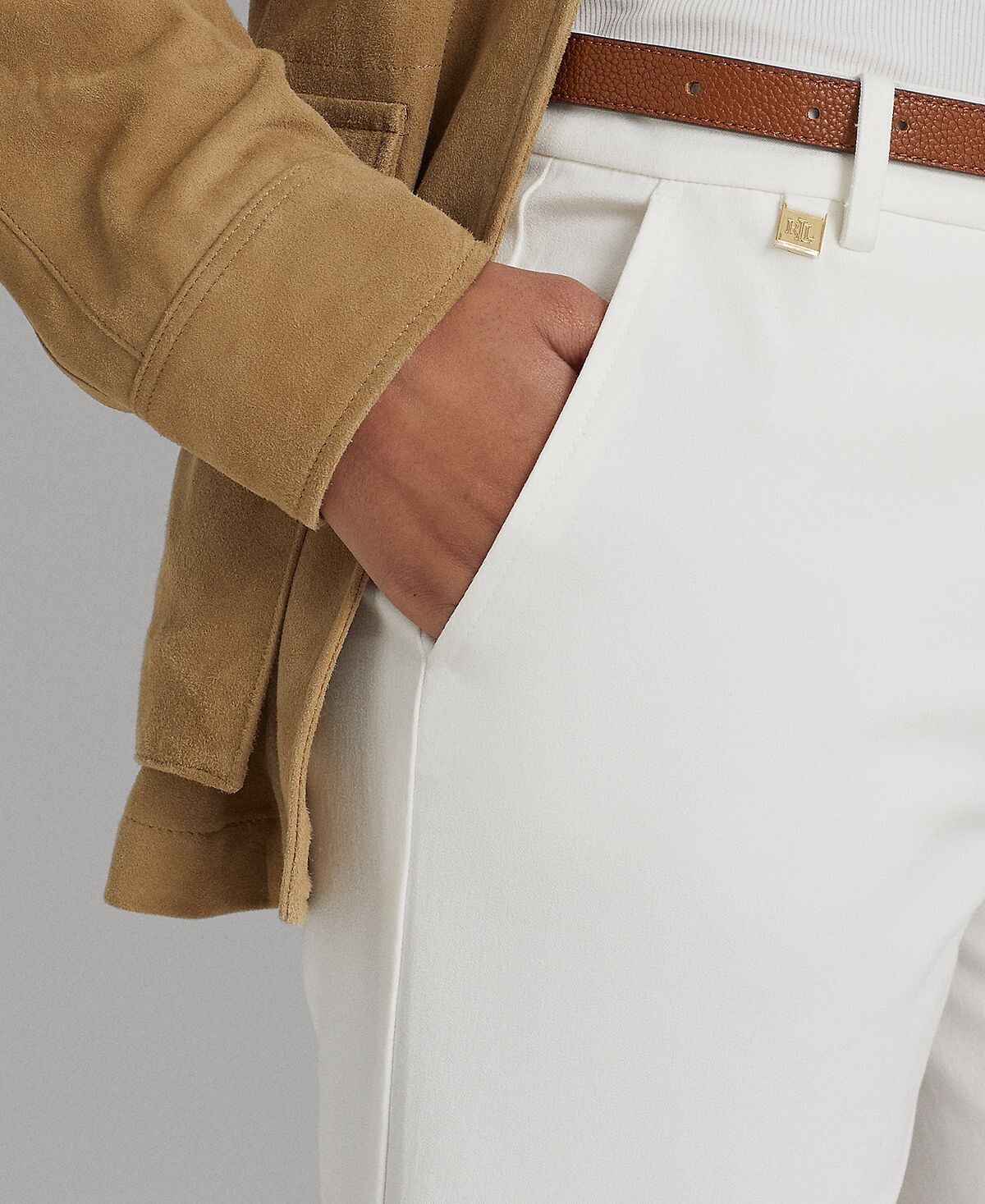 Шорты-бермуды стрейч из твила, стандартного и миниатюрного размера Lauren Ralph Lauren, белый — фото 4