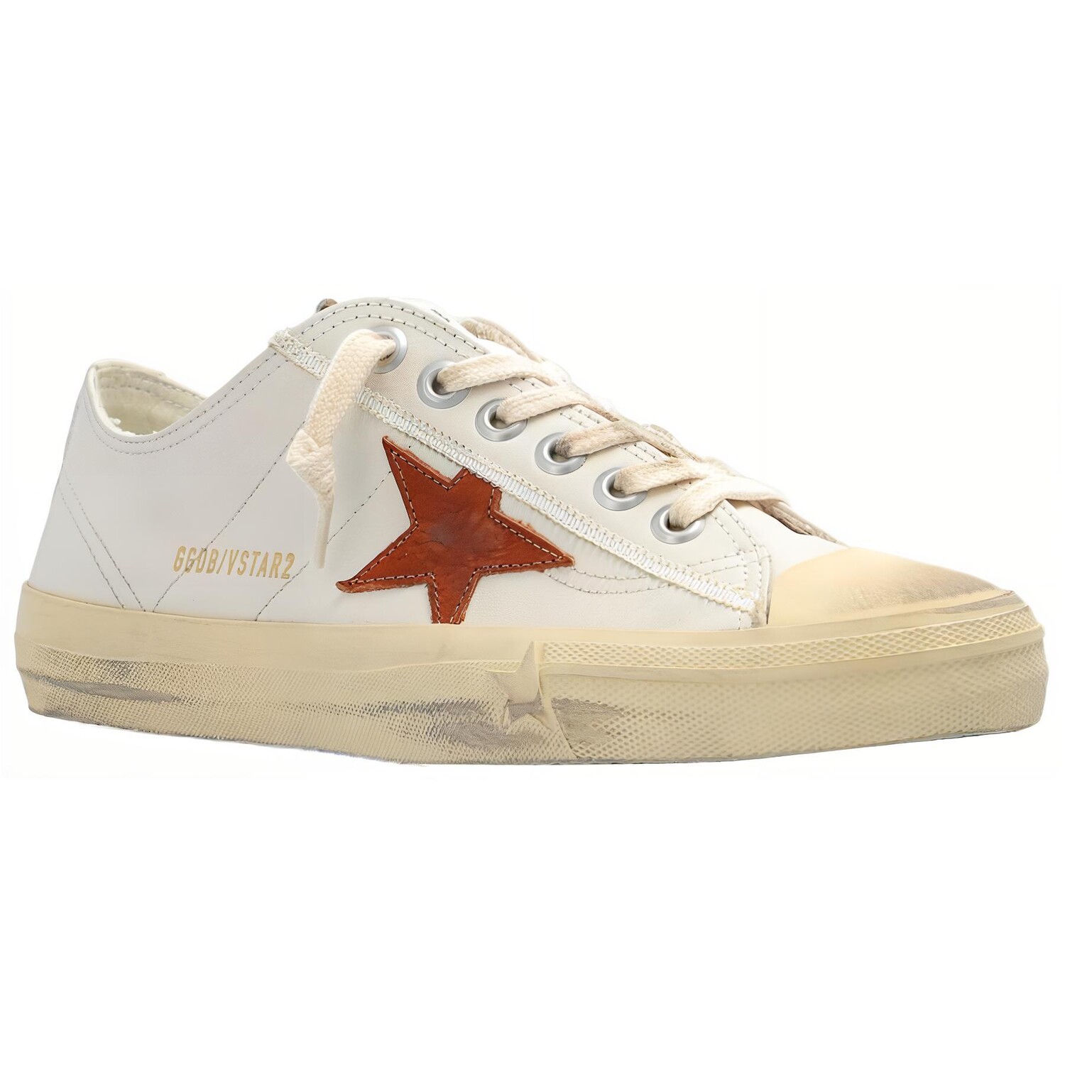 Кроссовки Golden Goose V-Star 2 Skateboarding Shoes Women's Low-top Cream, кремовый — фото 3