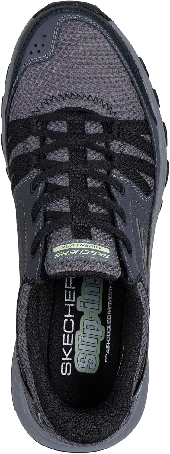 Мужские кроссовки Skechers Dynamite в магазине Escapar Hands Free Slip-in Trainers, Charcoal Leather Textile Black Trim — фото 3