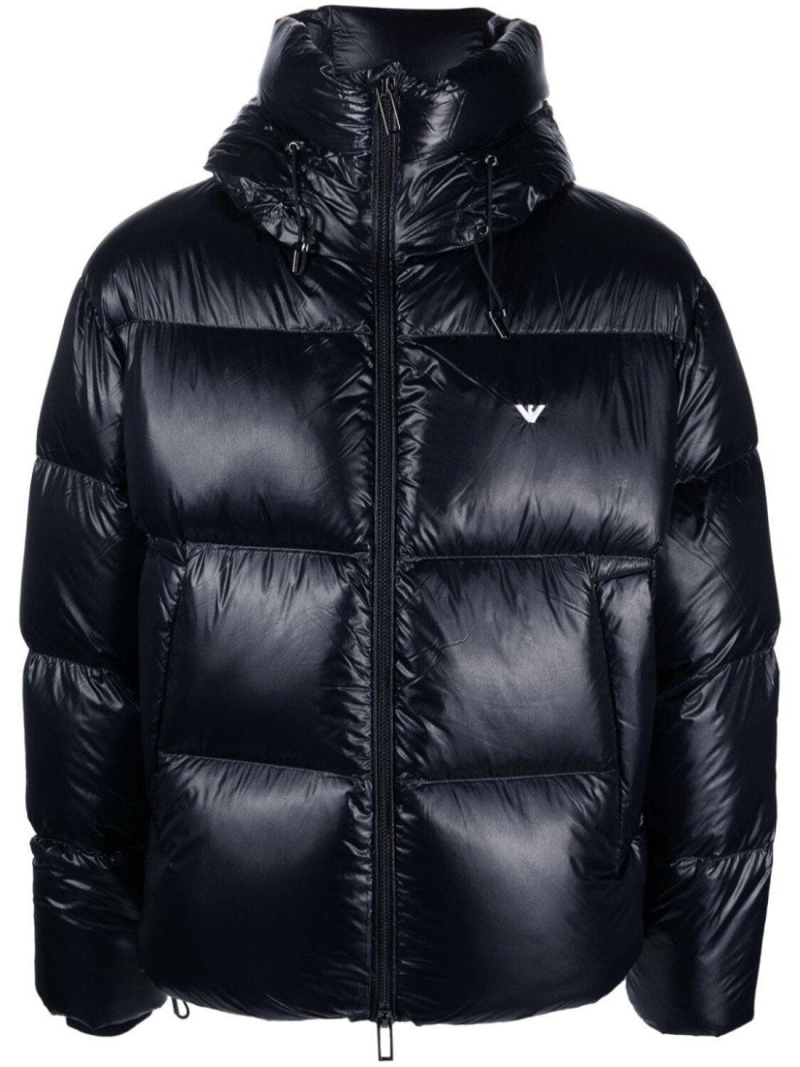 

Утепленная куртка с капюшоном и вышитым логотипом Emporio Armani, синий