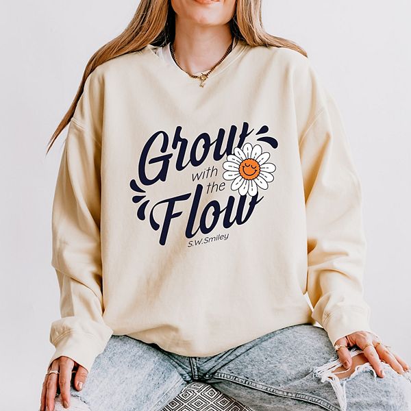 

SWSmiley grow with the flow flower - женский легкий свитшот garment dyed Simply Sage Market, Ivory, Зеленый, SWSmiley grow with the flow flower - женский легкий свитшот garment dyed Simply Sage Market, Ivory