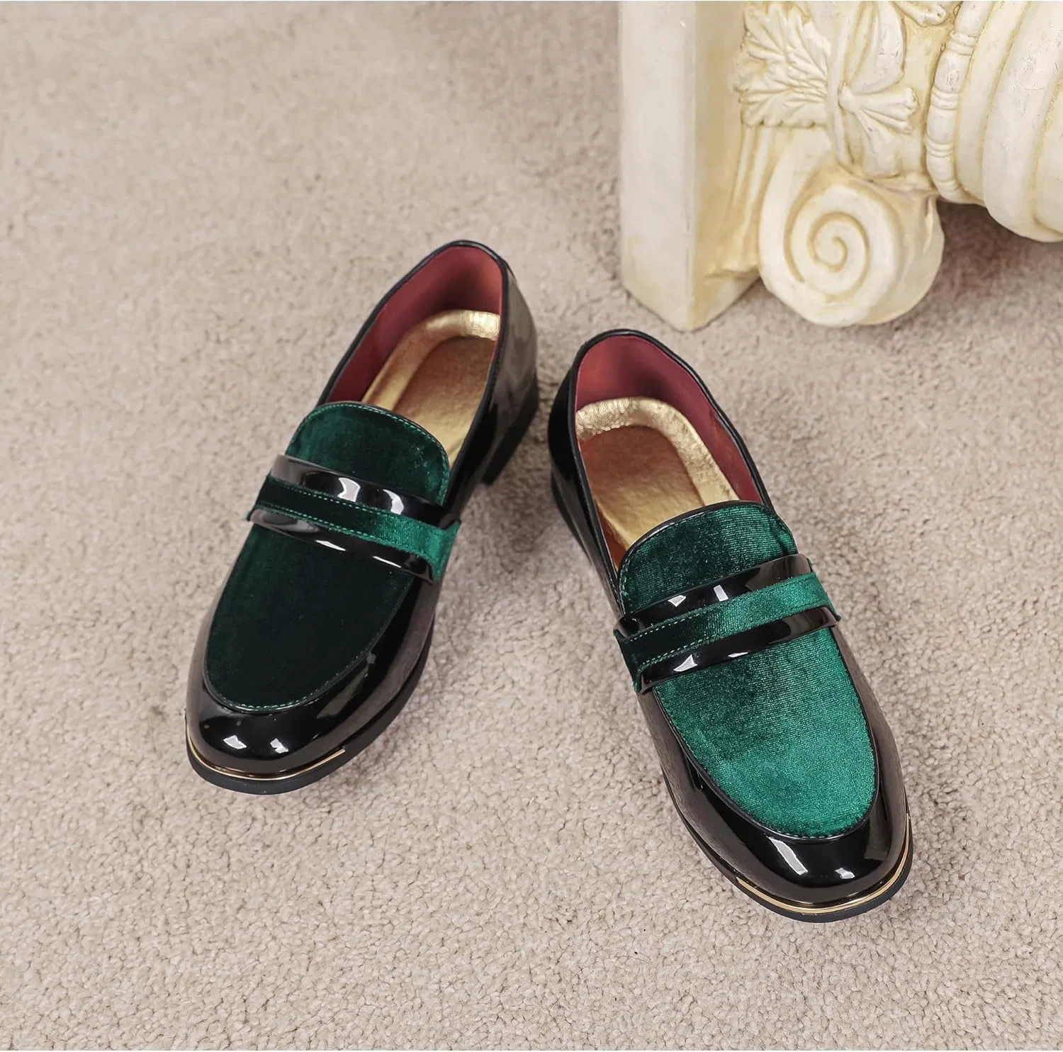 Лоферы из вельвета LCQL Men's Luxury Penny Loafers, зеленый — фото 4