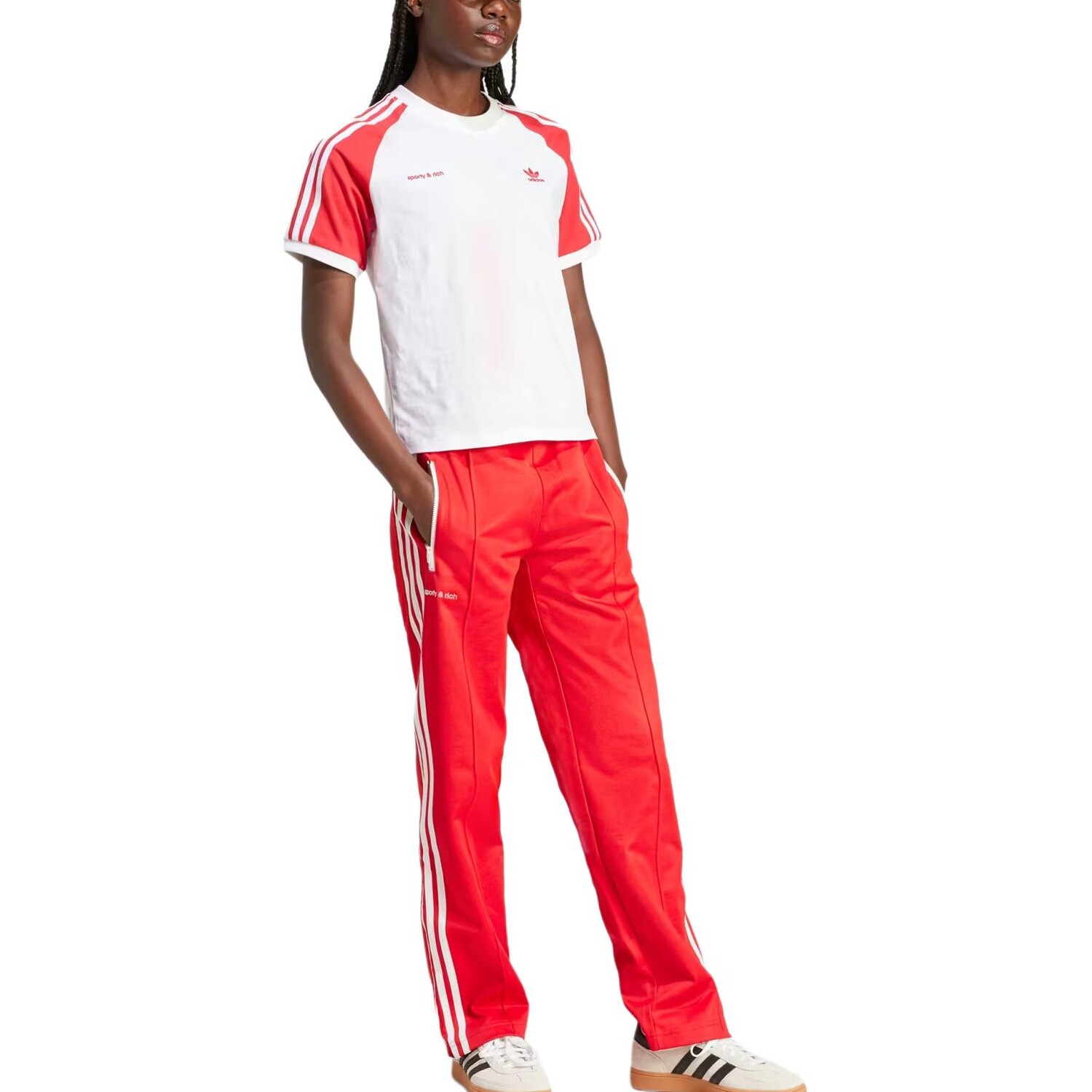 Повседневные брюки SPORTY & RICH Collaboration женские красные Adidas Originals — фото 3