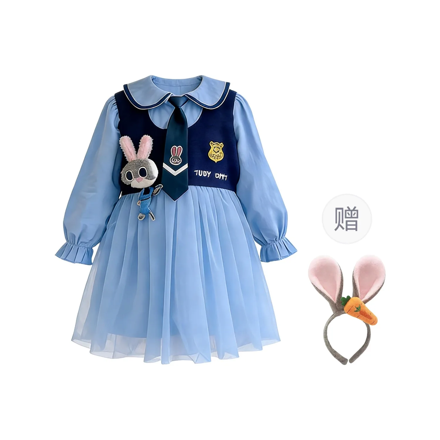 Детский комплект с юбкой на весну-осень Disney, Navy Blue Vest Dress