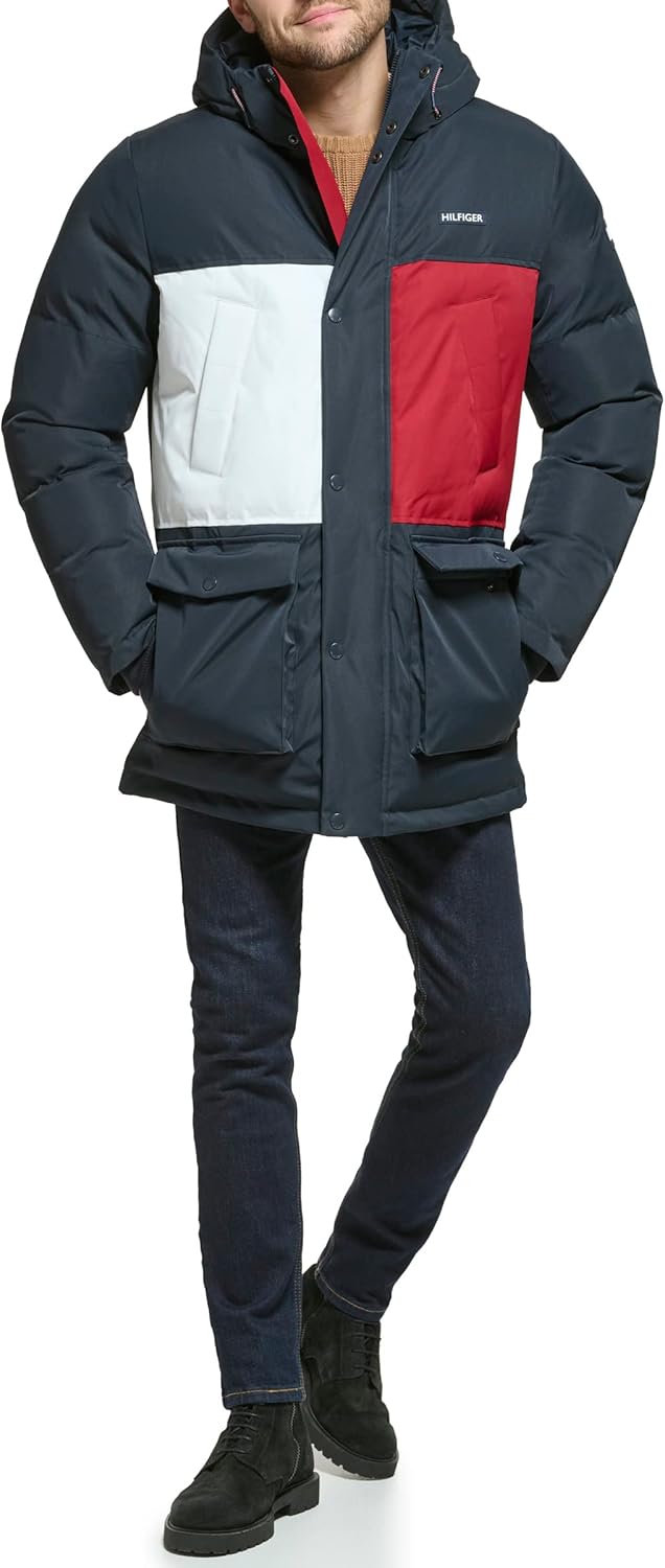 Мужская парка Tommy Hilfiger Arctic Cloth Heavyweight Performance Parka Down Alternative Upperwear, Navy Flag Colorblock — фото 2