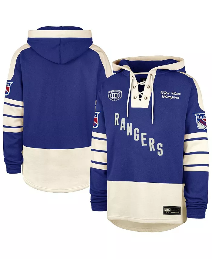 

Мужская синяя толстовка с капюшоном New York Rangers Blue Line Heritage Lacer на шнурках '47 Brand