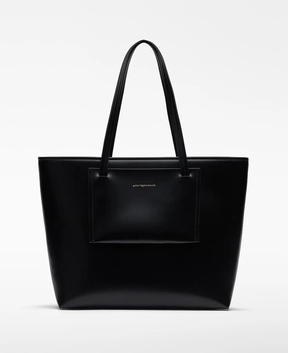 

Женская горизонтальная кожаная сумка-шоппер Adolfo Dominguez, черный