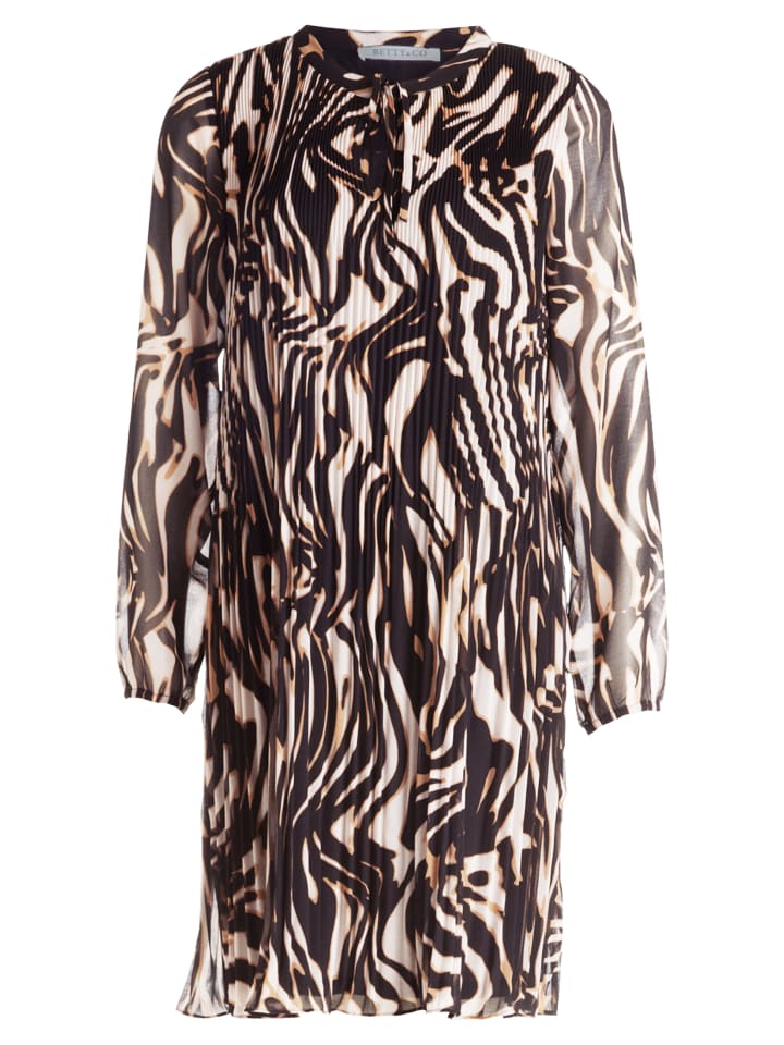 

Платье с плиссировкой и длинными рукавами в цвете натуральный/черный BETTY & CO