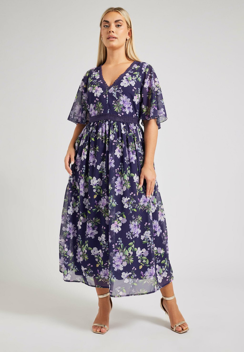 

Повседневное платье FLORAL V NECK Yours Clothing, темно-синий