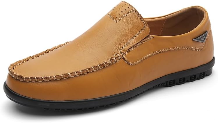 

Мужские кожаные мокасины, лоферы без застежек с гибкой подошвой, коричневые и черные, удобная повседневная обувь для ходьбы Generic