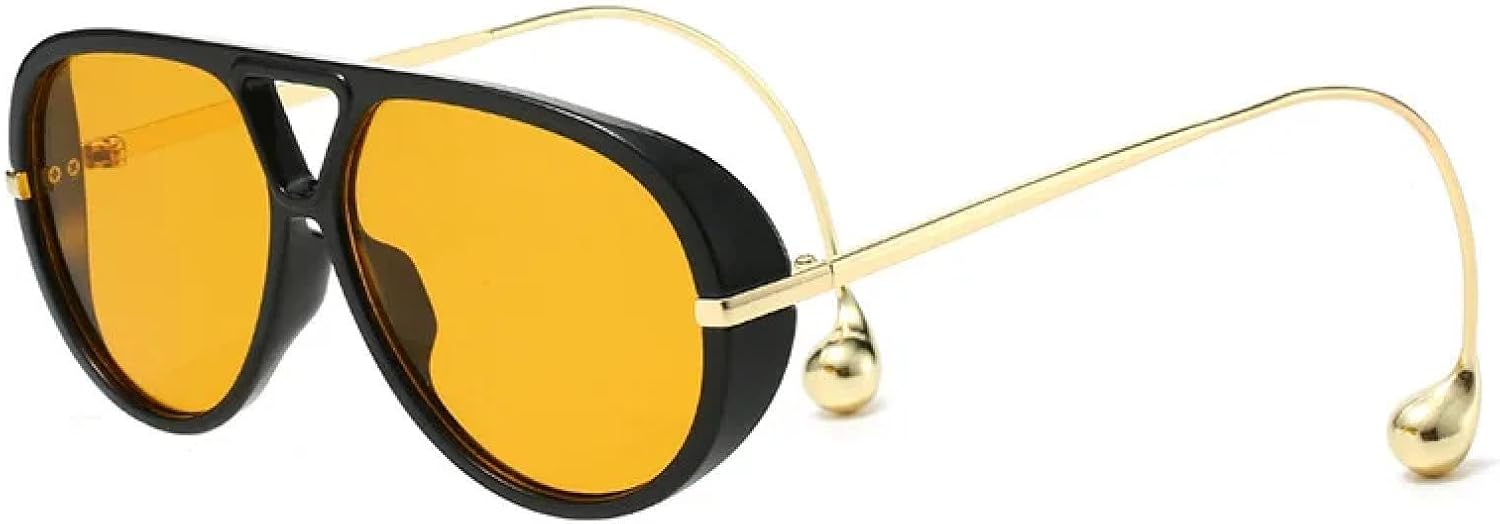 

Винтажные солнцезащитные очки большого размера, унисекс, с двойной перемычкой, защита от УФ-излучения UV400, модные очки в стиле панк, популярные TKKTLLT, Black-orange